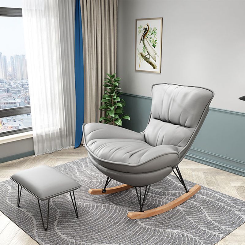 Modern Style Rocking Chair Upholstered Faux Leather Rocking Accent Chair Chair