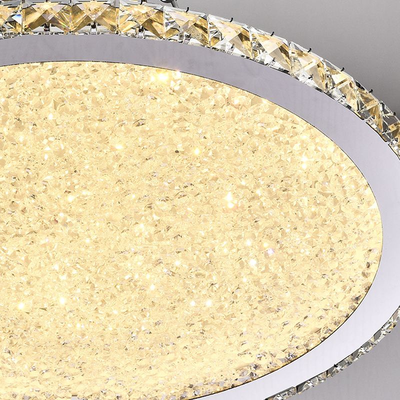 Disc LED Flush Light Fixture Simple Style Crystal Bedroom Ceiling Mounted Light in Chrome