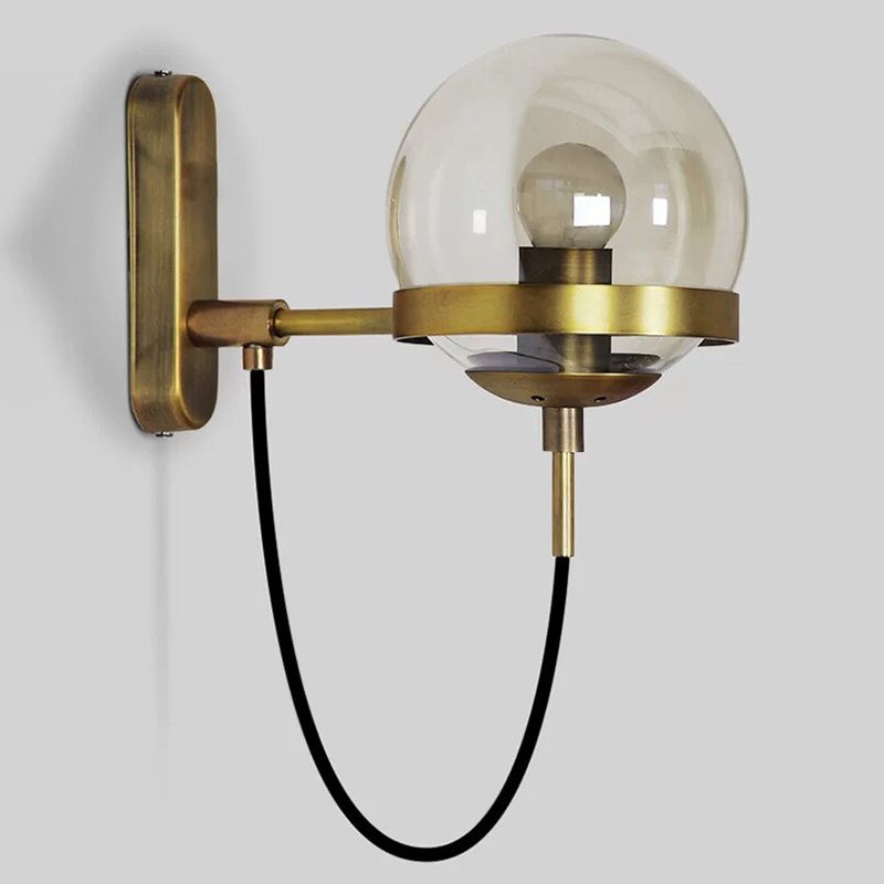 Industrial 1 - Light Wall Light Fixture Iron and Glass Wall Sconce in Black / Gold