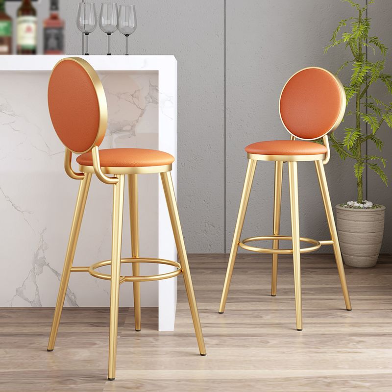 Glam Jewelry Shop PU Leather Stool Orange Footrest Low Back Stool