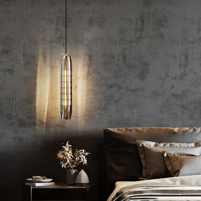 Crystal cilindrisch hanger licht in moderne luxe stijl koperen hangende lamp voor slaapkamer