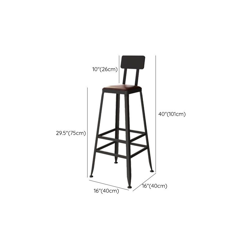 Industrial Metal Bar Stool Low Back Bar Stool with Black Base