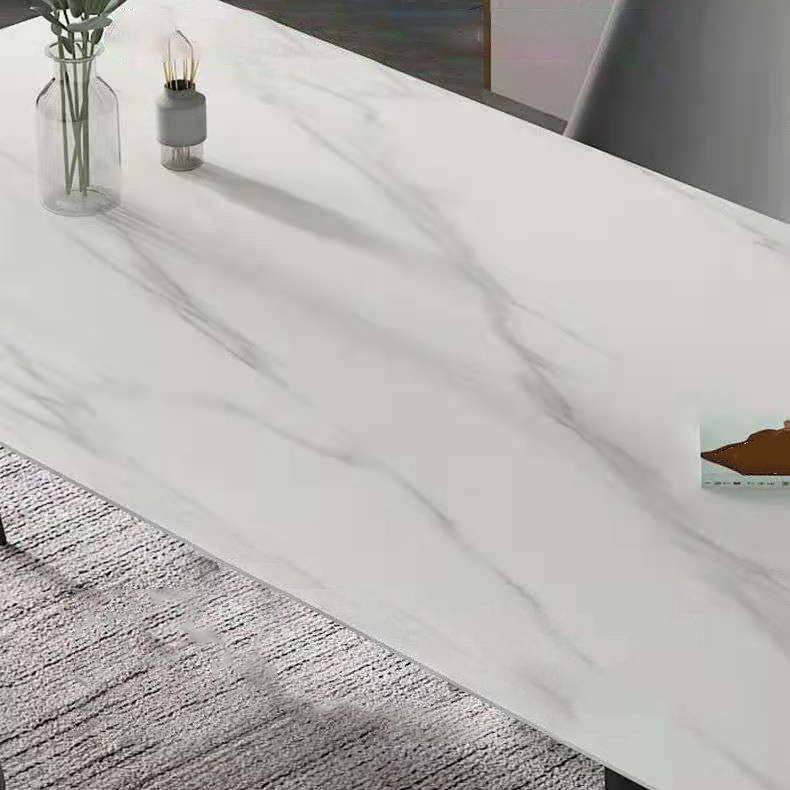 Industrial Style Home Sintered Stone Dining Table Rectangle Table with Metallic Base