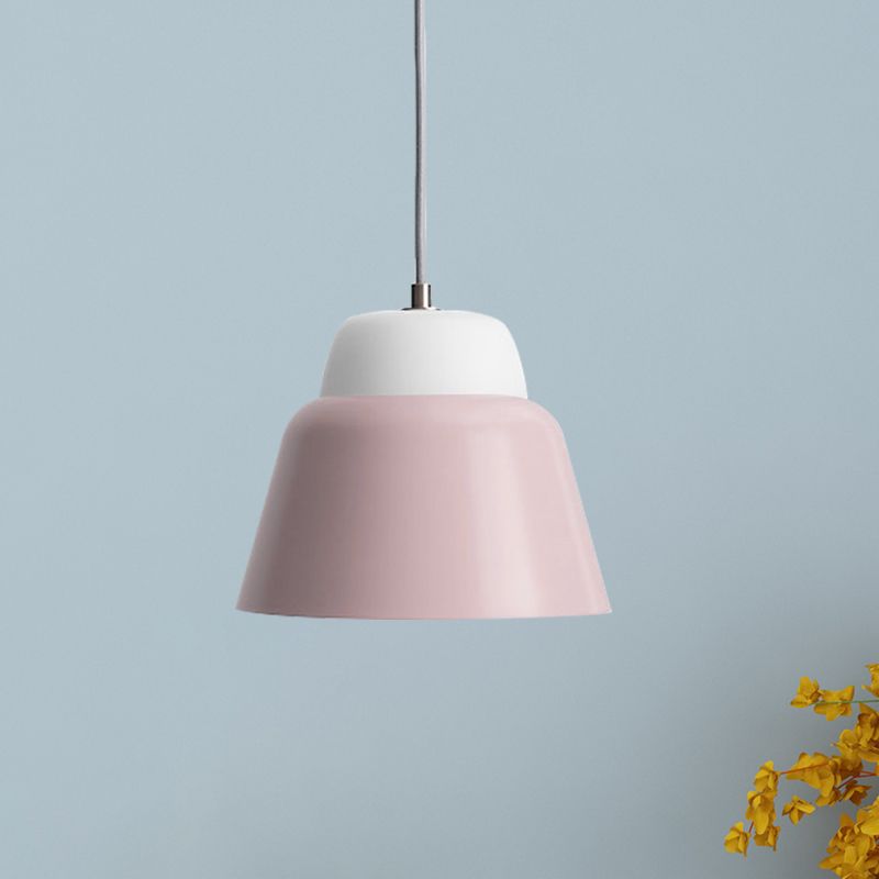 Cono colgante lámpara de metal macarrón 1 cabeza 6.5 "/10.5" Altura rosa/azul/negro Pense de techo de techo