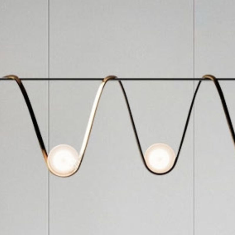 Iron and Glass Ceiling Pendant Lighting Modern Linear Kitchen Island Fixture
