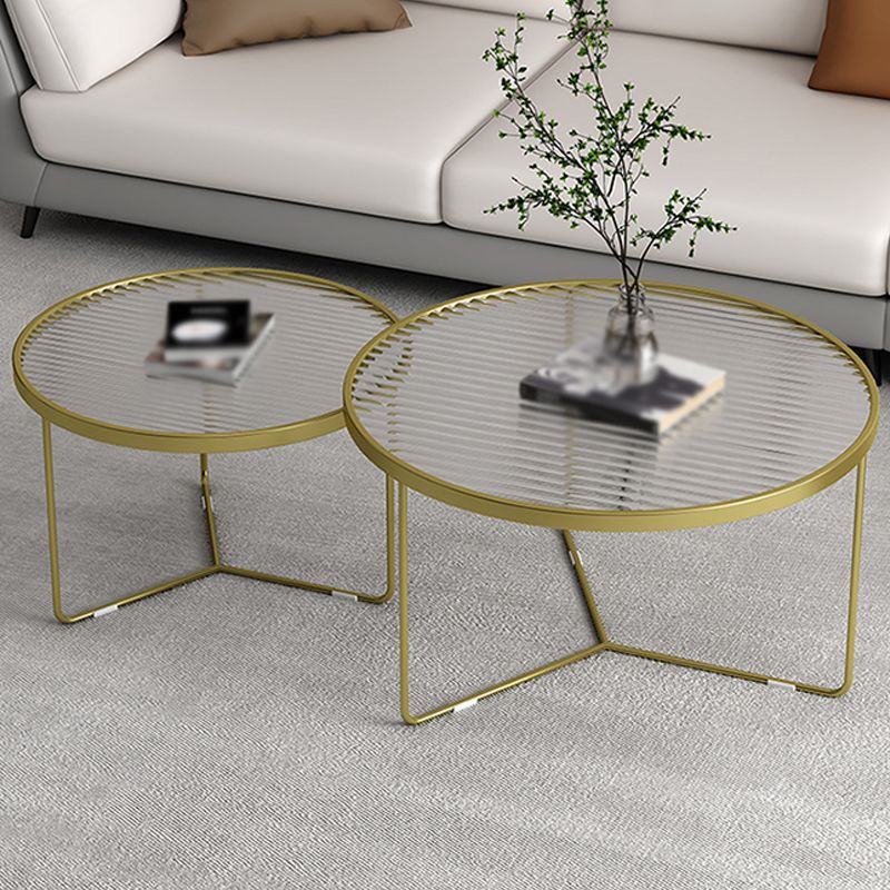 Trestle 2 Nesting Coffee Table Modern Tempered Glass 18'' Coffee Table Set