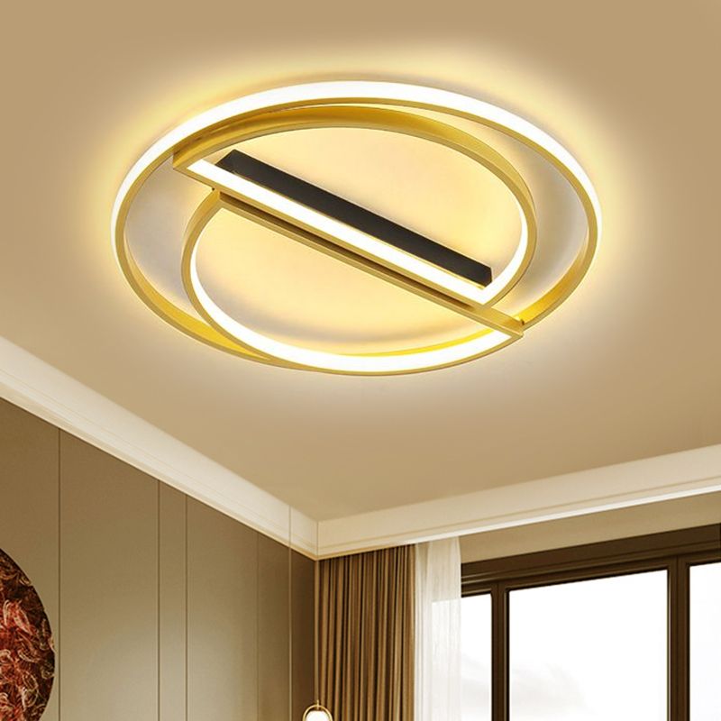 Lampada da incasso a cerchio integrato nero/oro Simplicity Apparecchio da soffitto in metallo a LED con luce calda/bianca, larghezza 16,5"/20,5"