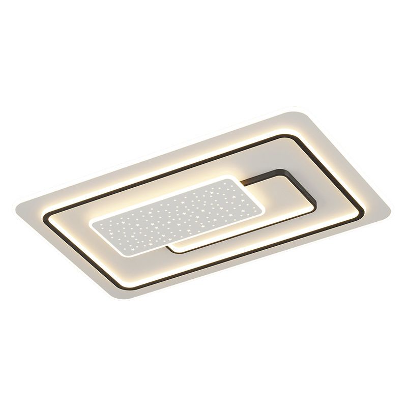 LED Modern Metal Flush Mount Geometric Shape Ceiling Light with Plastic Shade for Bedroom