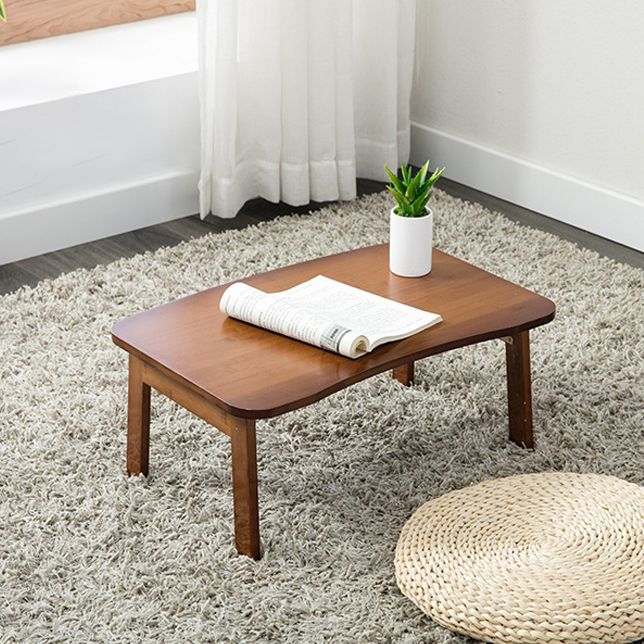 Modern Brown/Oak 4 Legs 1 Coffee Table Geometric Folding Table for Living Room