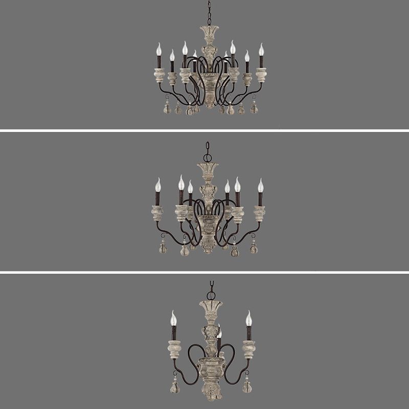 Harz Candlestick Hanging Lampe Traditionelle Esszimmer Kronleuchter in Grau