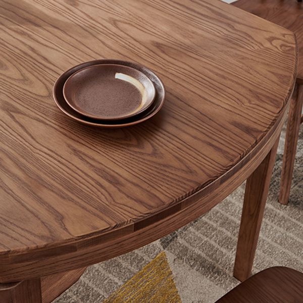 Mesa de comedor marrón de estilo moderno mesa redonda de comedor de madera maciza con 4 patas para sala de estar