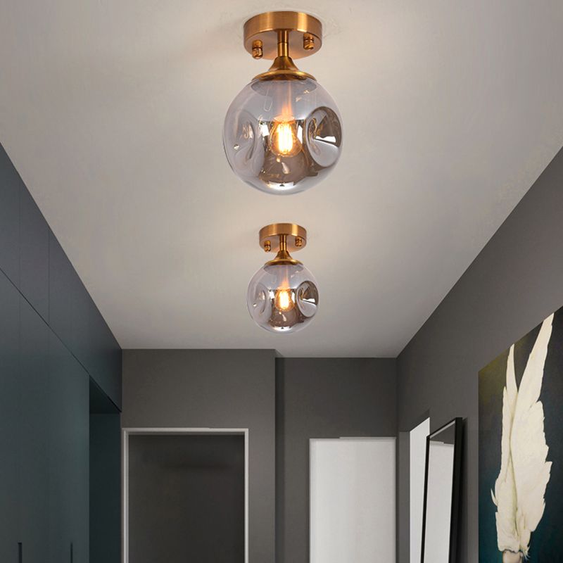 Glass Ball Shape Flush Mount Light Modern 1-Light Flush Mount Ceiling Fixture