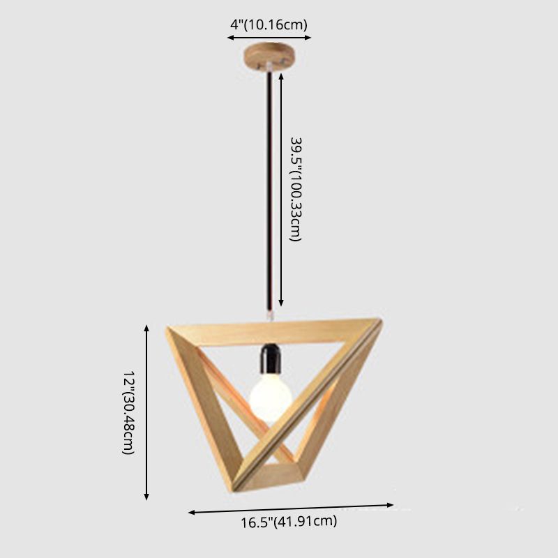 Aménagement en bois massif Nordic Light Light Geométrique Géométrique 1-Light Simplicity Suspension Éclairage d'éclairage pour la chambre