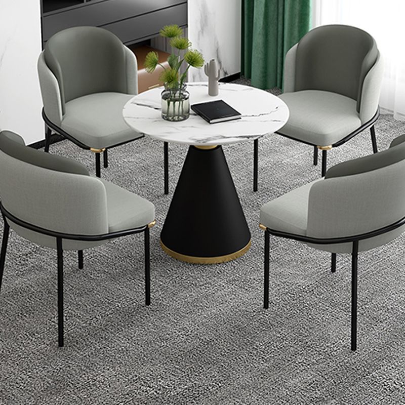 Glam Metal Dinette Table Sintered Stone Dining Table for Home Use