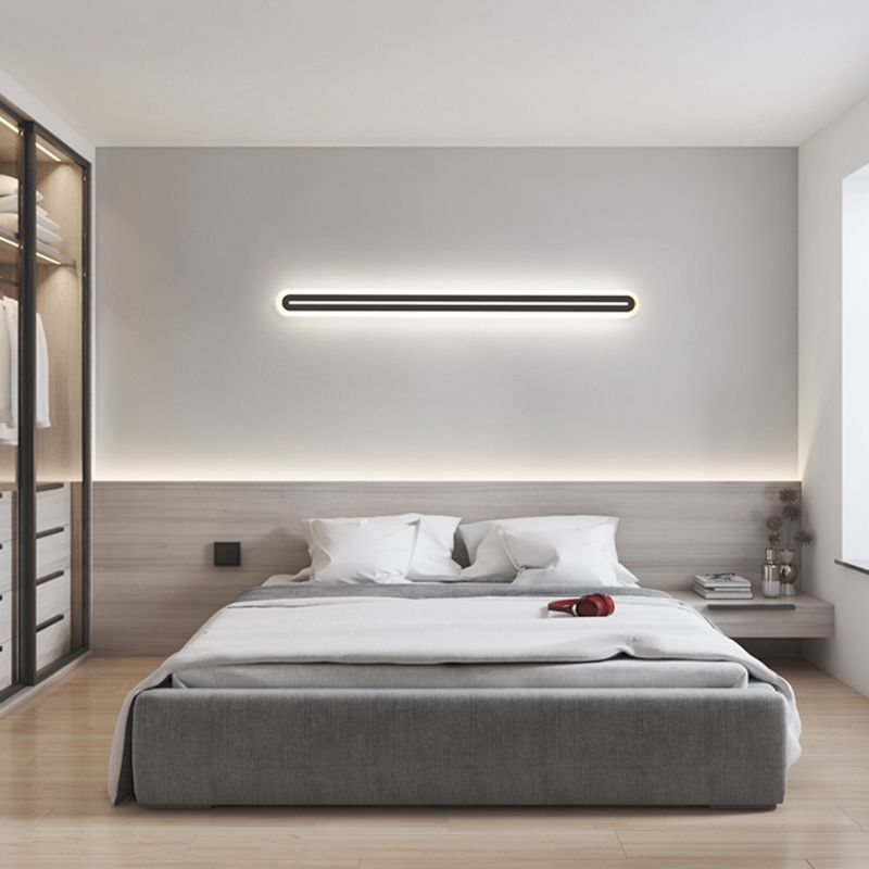 Metall lineare Form Wandlicht moderner Stil 1-Licht-Wandmontageleuchte in Schwarz