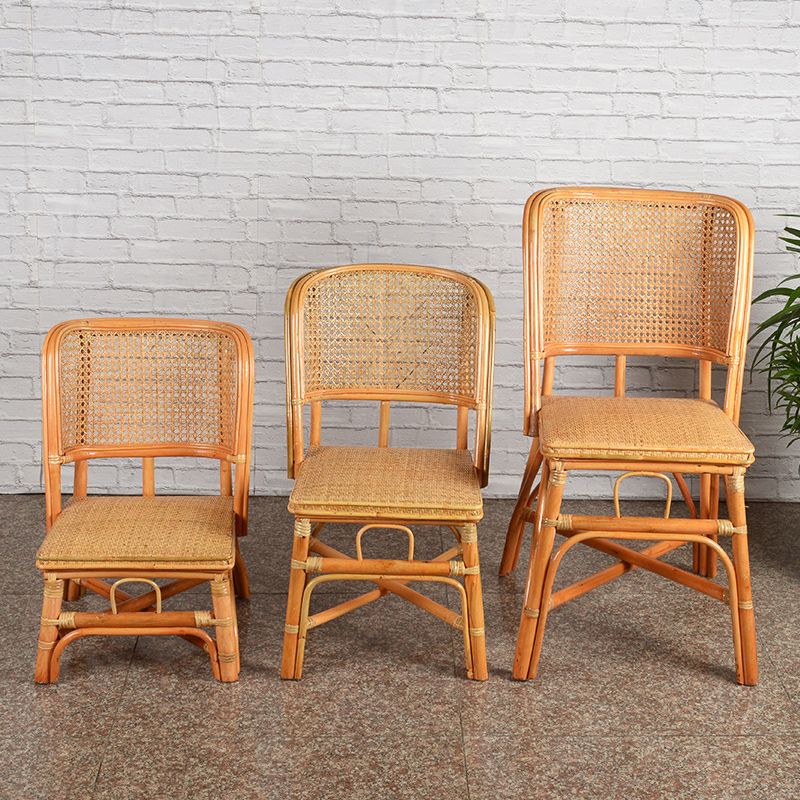 Contemporary Armless Wicker Chair Home Cane Back Dining Chair