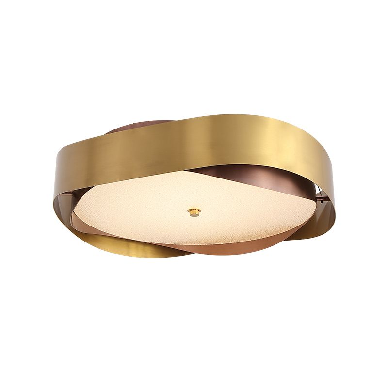 Acrylic Gold Ceiling Flush Round LED Colonial Flush Mount Light Fixture with Curve Stainless Steel Frame