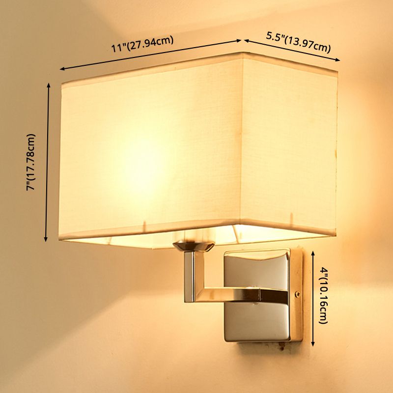 10.6 "H lampada a parete esterna al braccio a fissaggio singolo con tonalità in tessuto rettangolare