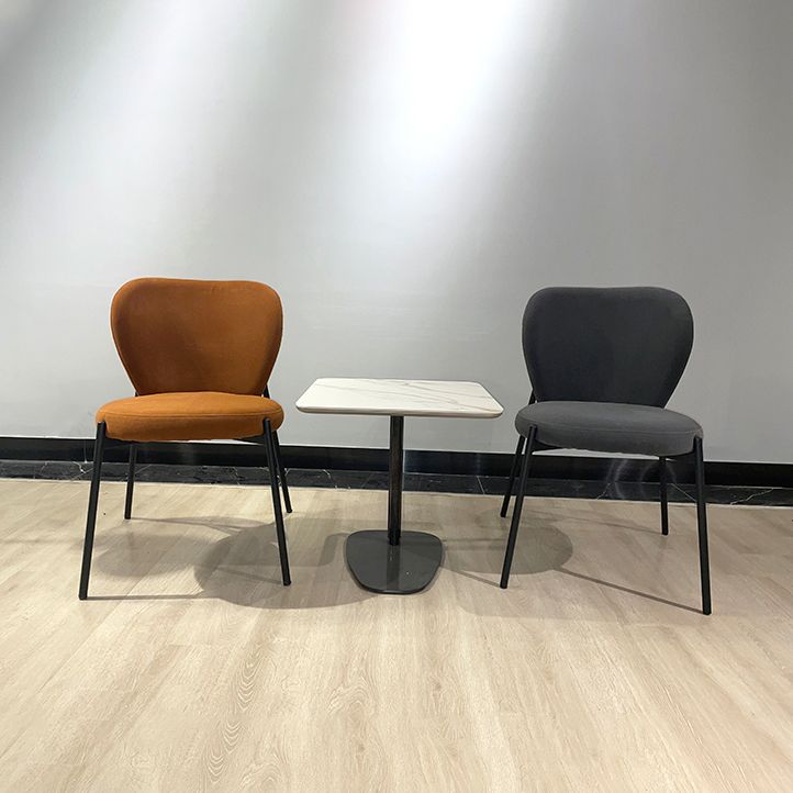 Scandinavian Style Dining Fabric Side Chair Solid Back Armless Chair for Home Use