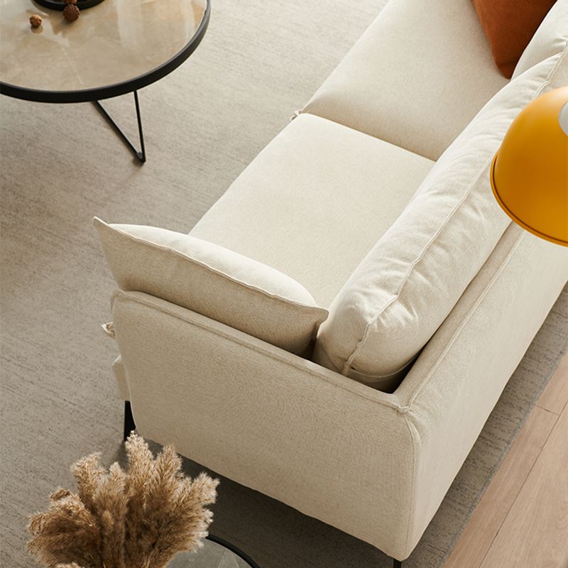 Modern Linen Tuxedo Arm Sofa with Bolster Pillows for Living Room, Apartment