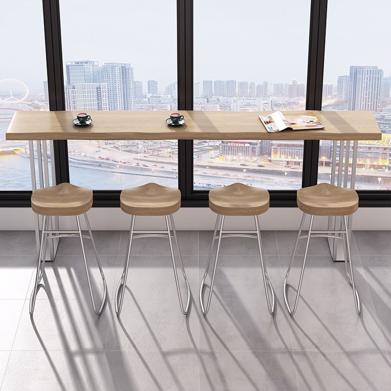 Modern Rectangle Solid Wood Bar Table Set 1/3/5 Pieces Counter Table with Backless Stools