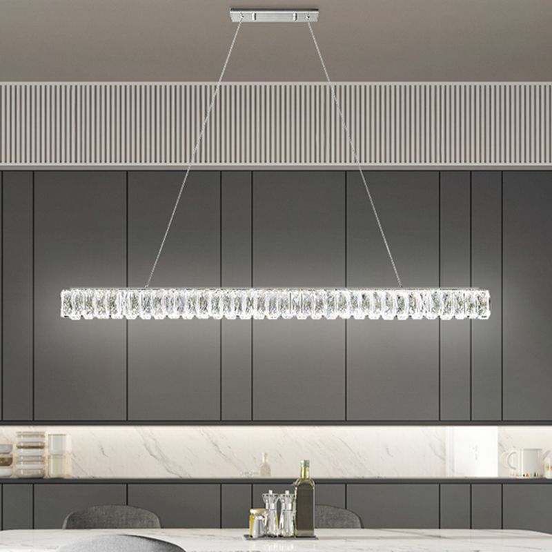 Nordic Style Crystal Hanging Lamp Rectangle Shape Island Light Fixture for Living Room