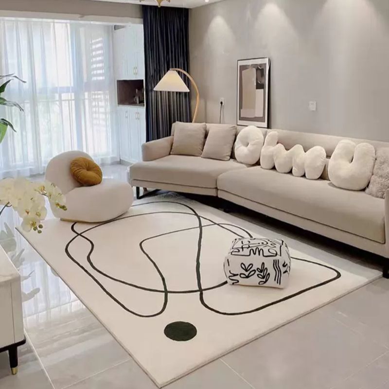 White Simple Carpet Polyester Bight Carpet Stain Resistant Carpet for Living Room