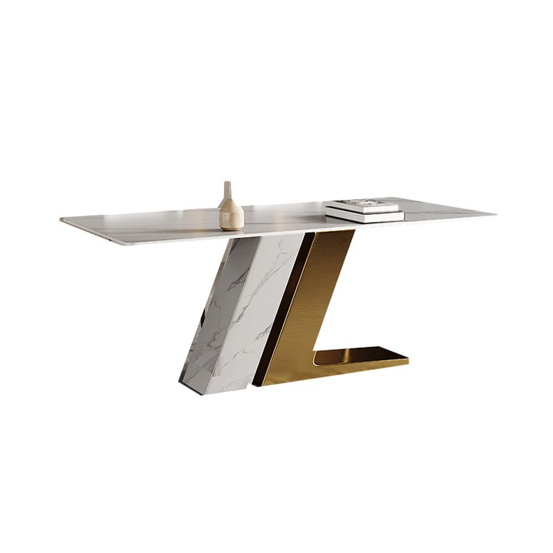 Sintered Stone Dining Set 1/4/5/7 Pcs White Rectangle Dining Table and Armless Chairs