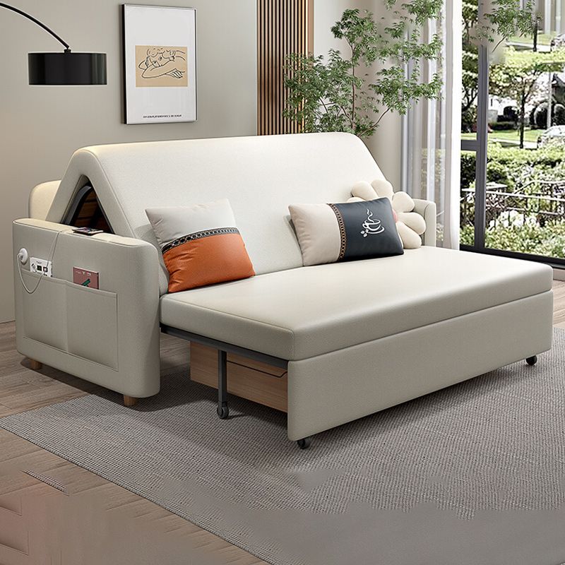 31" Wide Scandinavian Futon Sofa Bed White Futon Sleeper Sofa