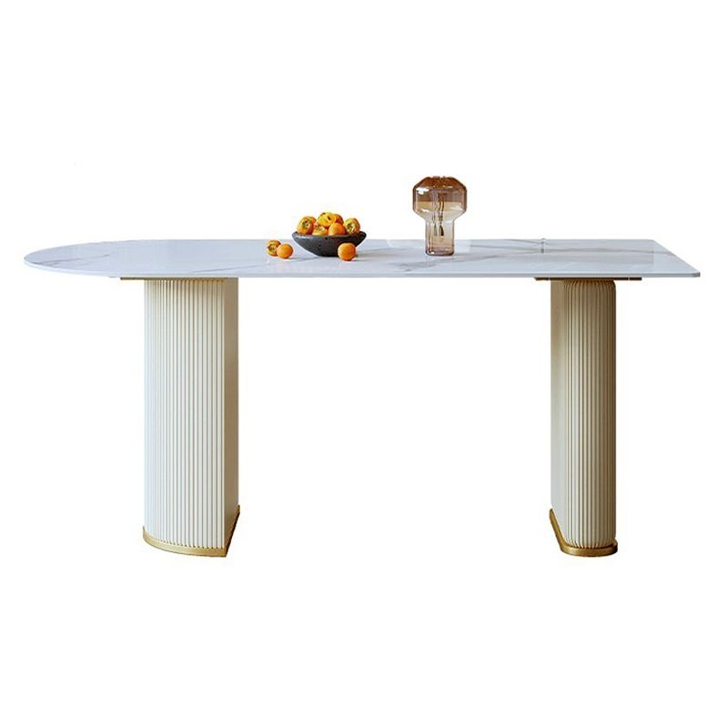 Sintered Stone Fixed Dining Table Luxury Free Form Kitchen Room