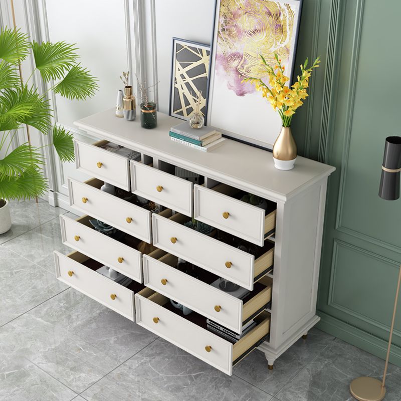 Glam Solid Wood Chest Home Storage Chest in White with Drawers