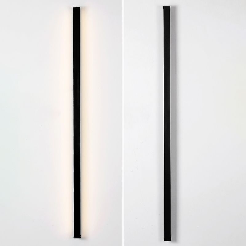 Black Rectangular Wall Light Sconces Modern Style Aluminum 1-Light Wall Lamps