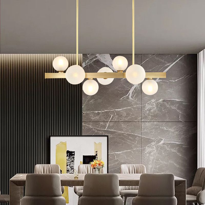 Sphere Island Lighting Contemporary Glass Island Kroonluchter in gouden afwerking