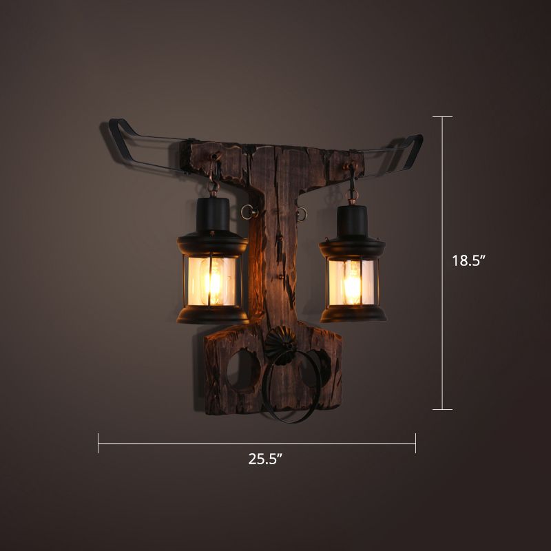 Nautical Geometrical Wall Lamp Wooden Wall Mount Lighting Fixture for Living Room