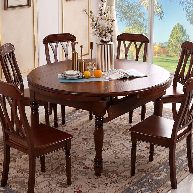 Modern Solid Wood Extendable Table Standard Brown Dining Table for Kitchen