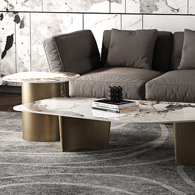 Abstract Cocktail Table Contemporary Slate Top Coffee or End Table