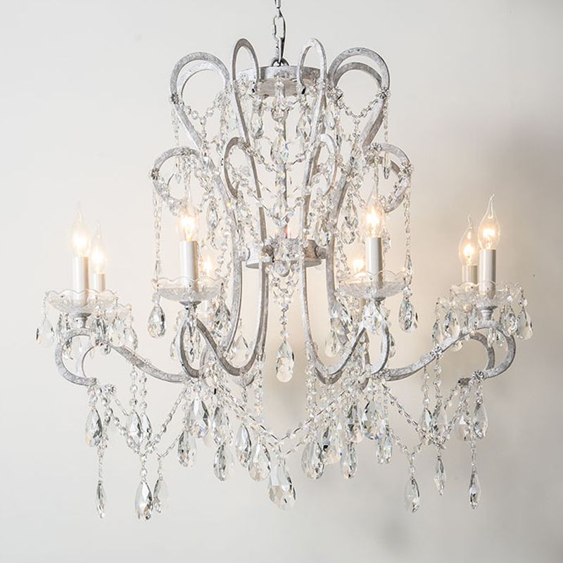 American Style Candle Chandelier Light Fixtures Multi-Head Hanging Pendant Lamps with Crystal