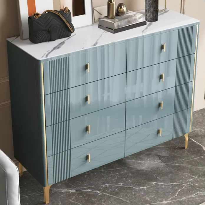 Glam Wood Chest with Stone Top Chest with Drawers for Bedroom