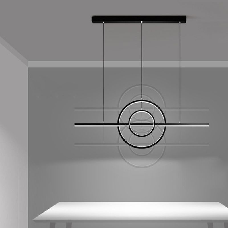 3-Lights Geometric Island Light Modern Metal LED Island Pendant for Living Room