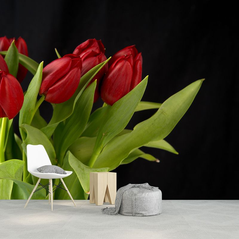 Tulip Mural Wallpaper Custom-Printed Flower Wall Covering for Sleeping Room