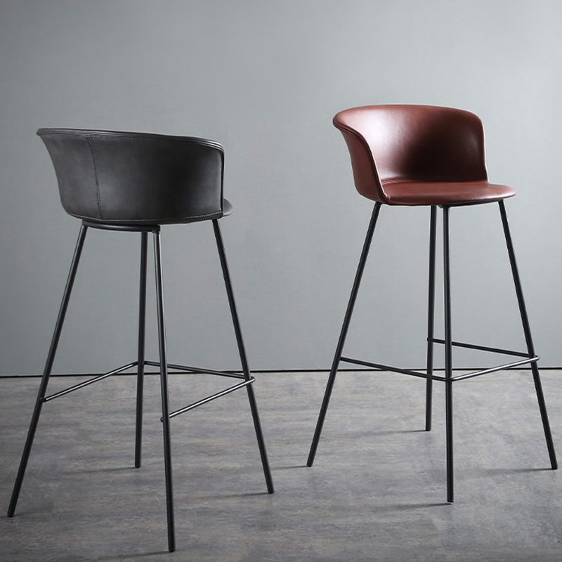 Modern Bucket Low Back Counter Chair Faux Leather Counter Bar Stool for Dining Room