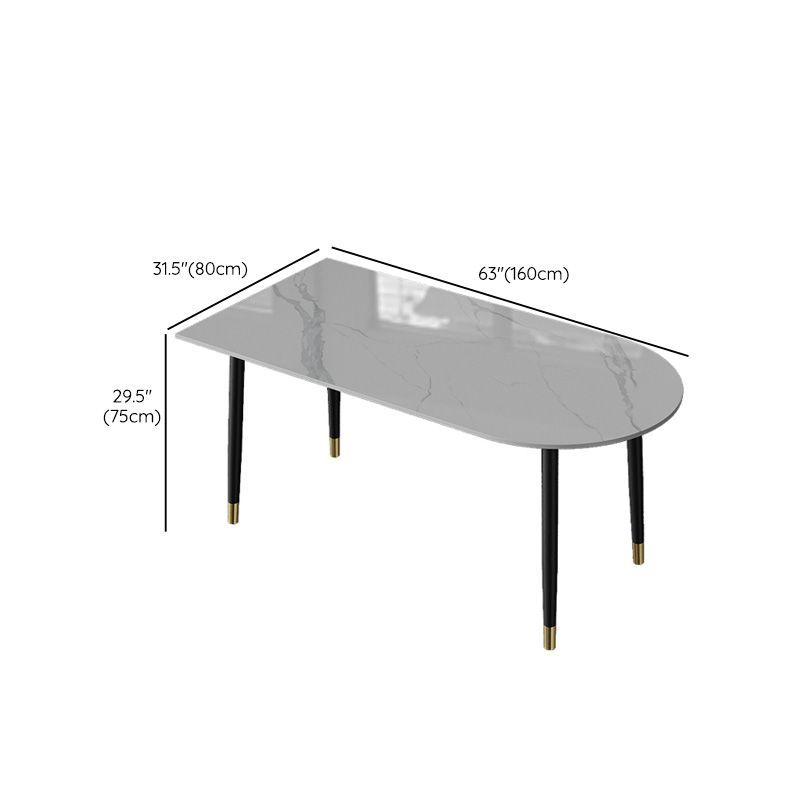 Black Base Dining Table Modern Stone Table for Kitchen Dining Room