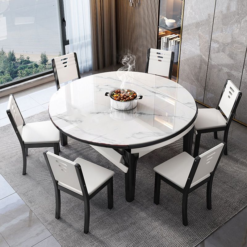 Modern Style Dining Table Solid Wood Base Round Dinner Table for Living Room