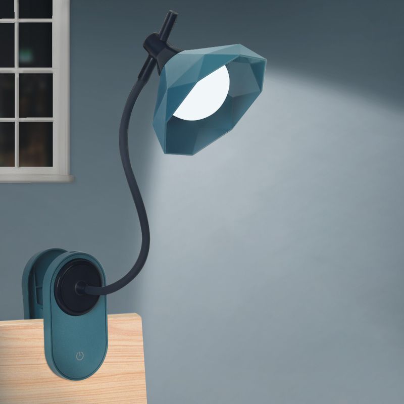 Lámpara de escritorio de sujetador con forma de diamante Macaron de plástico para la habitación de la habitación del niño recargable Luz de estudio LED