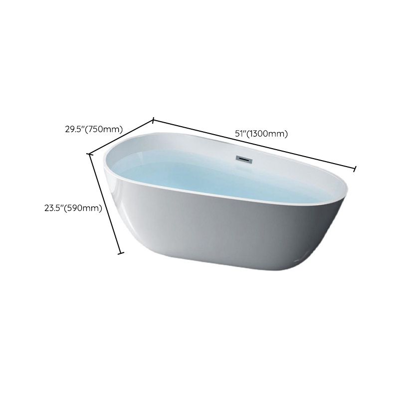 Modern Oval Freestanding Bath Acrylic Soaking White Center Bathtub