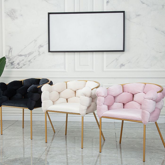 Glam Metal Dining Room Chair Velvet Dining Side Chair for Home Use