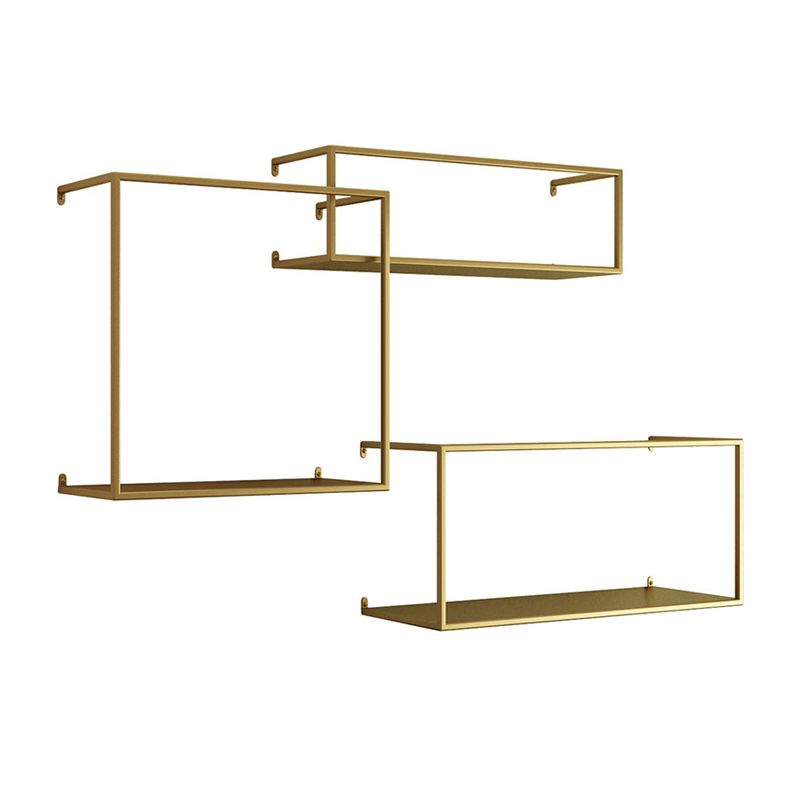 Iron Closed Back Bookshelf Gold and Black Industrial Wall Unit Bookshelf