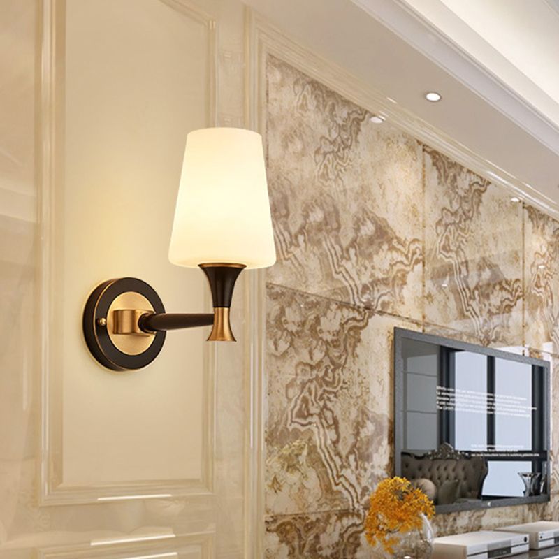 Éclairage mural de chambre conique Verre givrée rétro Grosse