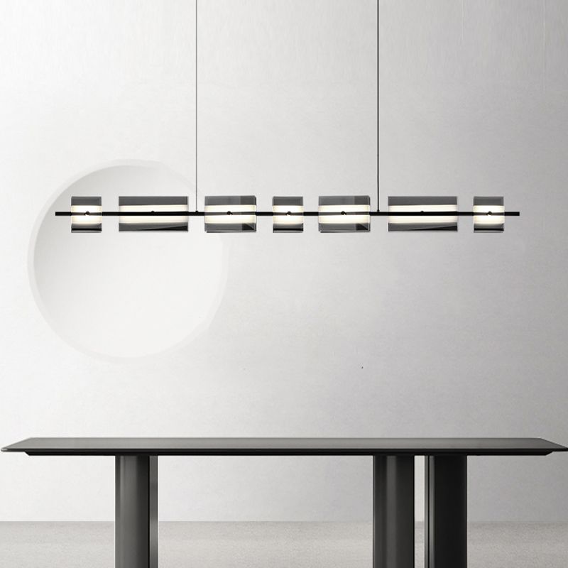 Contemporary LED Hanging Light Glass Island Light Fixture for Dining Room