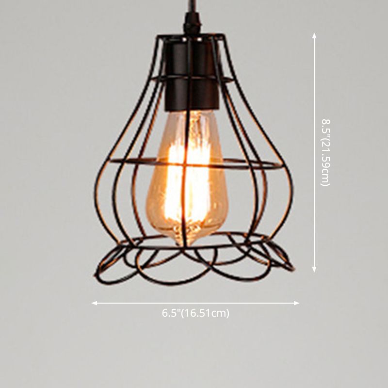 1 leichte Käfig -Leuchten Retro Industrial Style Metallic Hanging Pendell Leuchten für Bar
